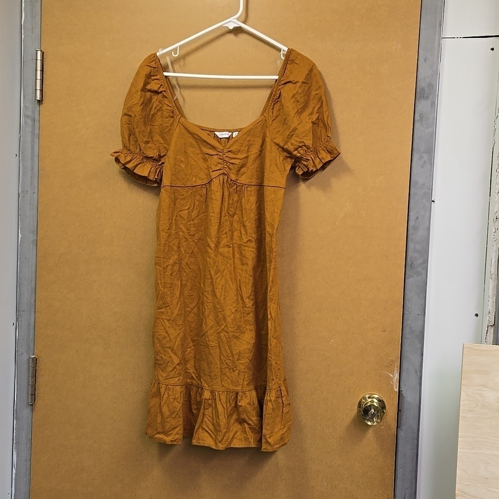 Reitmans Size XS Orange Brown Boho Ruffled Mini Dress